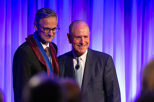 Job Dekker and Chancellor Michael Collins