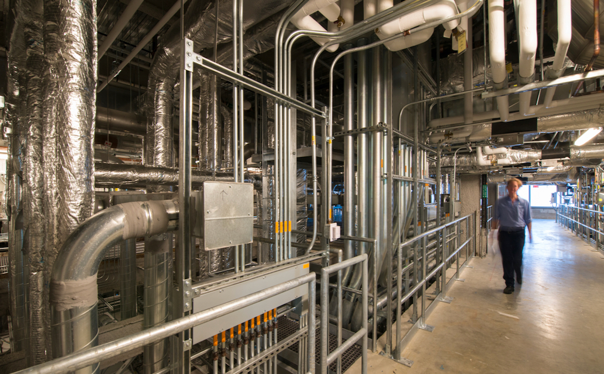maintenance worker in utility area